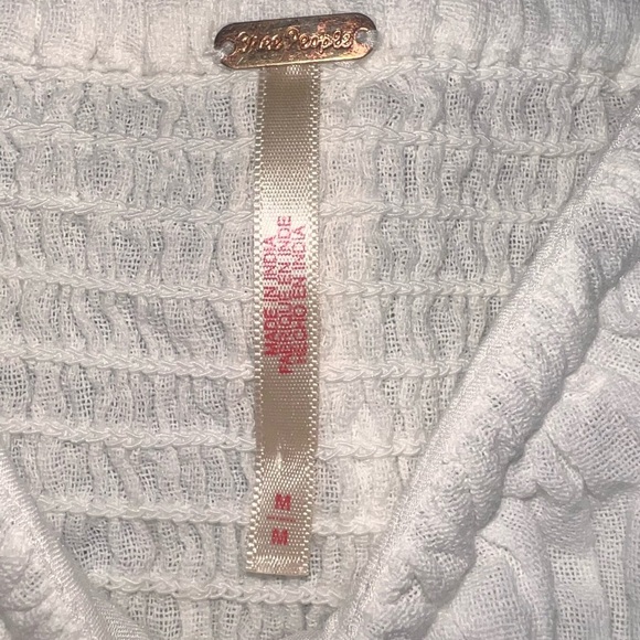 EUC Free People Chloe Puff Sleeve Blouse Long Sleeve Cropped Off-White Medium - Picture 11 of 13